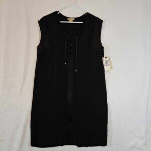 Democracy Sleeveless Sheath Dress Womens‎ Size 6 Black Lace Up Neckline